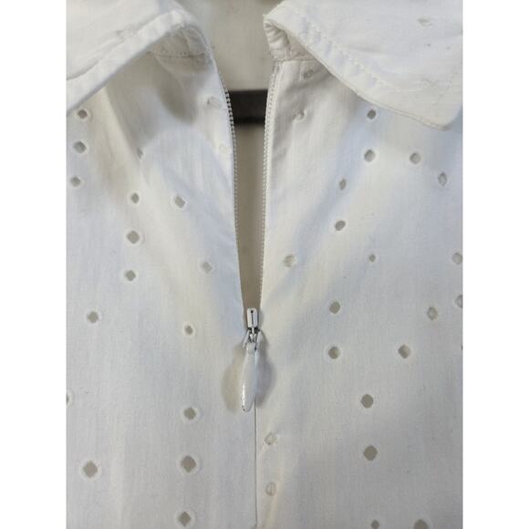 COS Flowy Cotton White Eyelet Beachy Vacation Tiered Midi Dress, Women's 10 - Picture 5 of 16